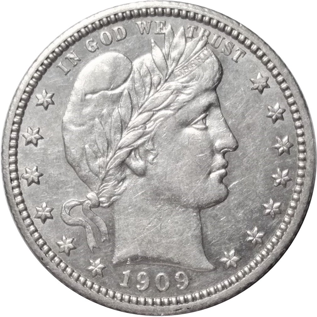 1909-Liberty-Head-Barber-Quarter-#2